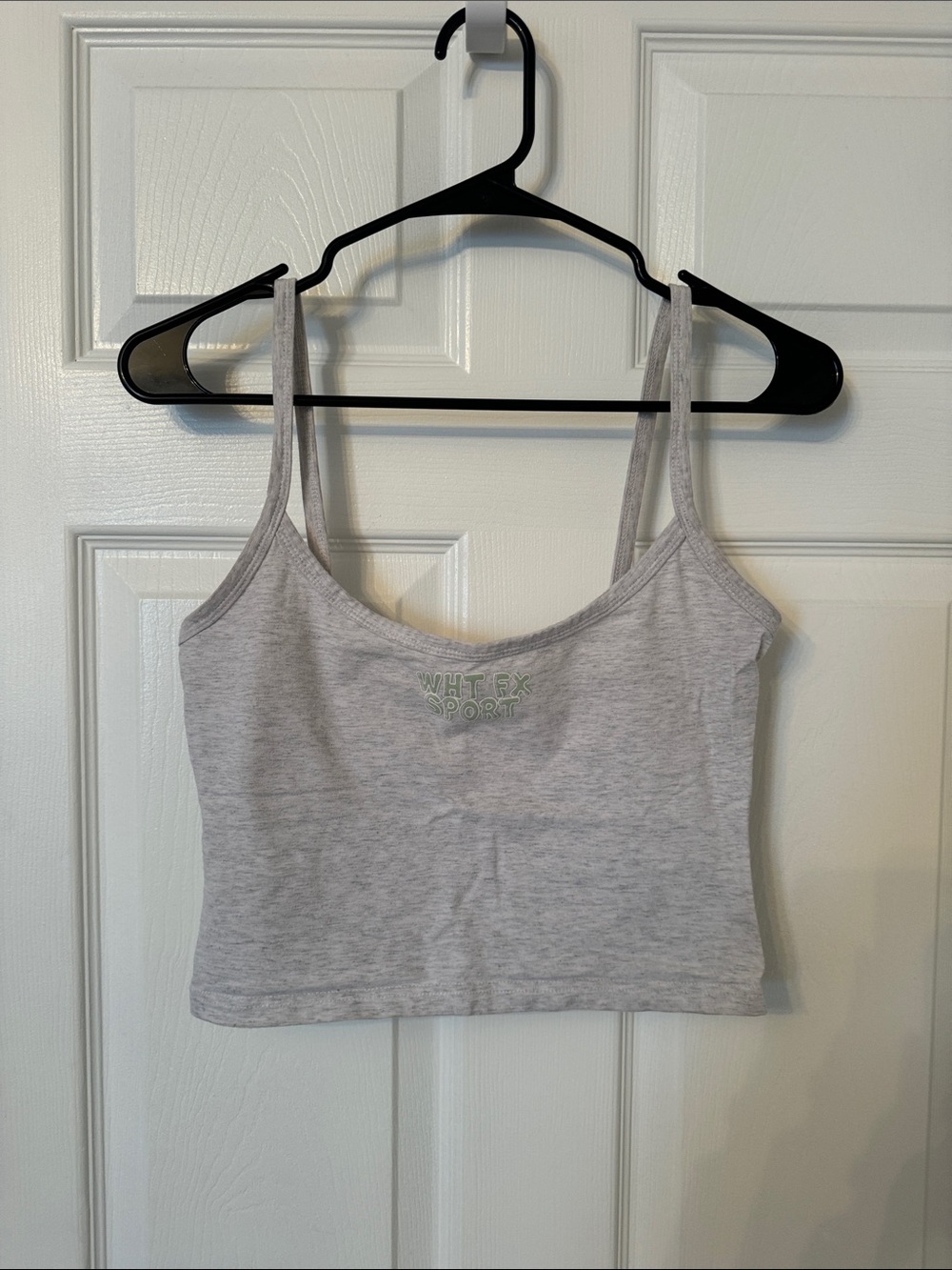 White Fox Light Gray Heather Cropped Tank with Subtle Logo
